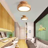 Nordic Wooden Ceiling Light, Round Semi Flush Mount Produktbild-Vorschau 4