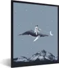 MuchoWow® Gerahmtes Poster Weltraum - Junge - Mond - Wal Produktbild-Vorschau 1