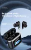 A marketing image for Bluetooth headphones, showing the earbuds and charging case with text highlighting features. Produktbild-Vorschau
