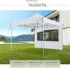A white pop-up gazebo is set up on a grassy lawn next to a modern house with a swimming pool in the background. Produktbild-Vorschau