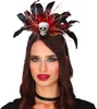 Voodoo Hexe Halloween Haarreif Mit Totenkopf Federn Produktbild-Vorschau 4