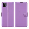 A purple flip case for a smartphone is shown open, displaying both the inside and outside of the case. Produktbild-Vorschau