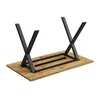 The underside of a rectangular wooden table with black metal X-shaped legs is shown against a white background. Náhľad obrázku produktu