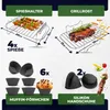 A collage of air fryer accessories with labels and dimensions. Anteprima dell’immagine prodotto