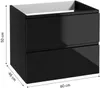 A black bathroom cabinet with dimensions indicated. Produktbild-Vorschau