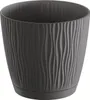A dark gray textured plant pot with a matching saucer, isolated on a white background. Anteprima dell’immagine prodotto