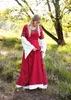 Mittelalterkleid Alvina, rot/natur mit Stickerei - Produktbild-Vorschau 6