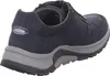A rear-side view of a blue men's shoe with a gray sole. Produktbild-Vorschau