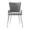 A single gray velvet dining chair with silver metal legs is shown against a white background. Produktbild-Vorschau
