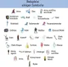 A collage of various symbols and characters from Disney's Frozen II, with German labels. Produktbild-Vorschau