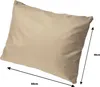 A beige pillow with dimensions indicated by arrows and text. Náhled obrázku produktu