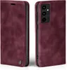 A burgundy flip case for a Samsung Galaxy A33 5G phone, shown from two angles. Produktbild-Vorschau