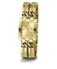 A gold Guess watch with a square face and a link bracelet adorned with small stones, presented on a white background. Náhled obrázku produktu