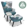 Fauteuil Patchwork Scandinave avec Repose-Pieds Support Voir les images du produit 2