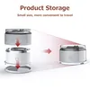 Illustration showing how to store a portable coffee maker by nesting its parts. Podgląd zdjęcia produktu