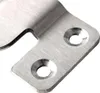 A close-up of a metal furniture connector with two screw holes. Produktbild-Vorschau