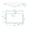 Technical drawing with dimensions of a rectangular sink. Anteprima dell’immagine prodotto