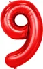 Palloncino in foil numero 9, circa 100 cm, rosso Anteprima dell’immagine prodotto 1
