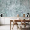 Vlies Fototapete - Banana leaves - plant motif blue lineart Produktbild-Vorschau 1