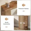 A collage of images showing details of a wooden console table, highlighting its features. Produktbild-Vorschau