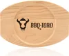 A wooden serving platter with a circular indentation and the brand logo and name etched into it. Produktbild-Vorschau