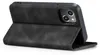 A black flip case for an iPhone is shown from the side, with the cover open. Produktbild-Vorschau