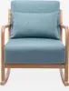 A blue fabric rocking chair with wooden armrests and legs, shown from the front against a white background. Produktbild-Vorschau