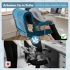 A split image showing a woman working at a desk with a cat in a special chair, contrasted with a person petting a cat on a regular office chair. Anteprima dell’immagine prodotto