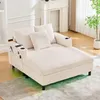 A chaiselongue with LED ambient lighting and USB ports is shown in a living room setting. Produktbild-Vorschau