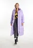 Damen Lange Warme Steppjacke mit Kapuze und Stehkragen lila Produktbild-Vorschau 3