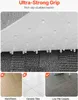 Close-up view of the studded backing of a chair mat, with smaller images below showing its compatibility with different floor types. Náhled obrázku produktu