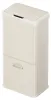 A cream-colored trash can with a silver handle on a white background. Voir les images du produit