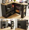 A modern bar and kitchen island unit with storage, presented in multiple views. Náhled obrázku produktu