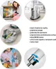 Collage of images showing a hand blender and its features, including a woman using a dishwasher, the blender itself, a close-up of the blades, a woman making a smoothie with a baby nearby, and a close-up of the blender's motor with rotational arrows. Náhled obrázku produktu