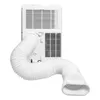 The back of a portable air conditioner unit with its exhaust hose extended. Produktbild-Vorschau