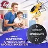A father and son playing with a remote-controlled helicopter indoors. Produktbild-Vorschau