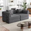 Chenille-Schlafsofa 2-in-1 mit Staufach in der Armlehne, Produktbild-Vorschau 1
