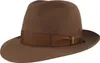 Borsalino edler Fedora Haarfilzhut mit mittelbreiter Krempe in braun