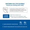 Marketing image detailing NSF/ANSI certifications and testing for a water filter. Anteprima dell’immagine prodotto