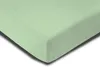 A close-up, angled view of a mint green fitted sheet, likely made of fleece, on a white background. Produktbild-Vorschau