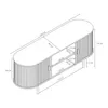An isometric line drawing of a TV stand with dimensions labeled. Náhľad obrázku produktu