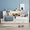 A child's bedroom with a white daybed, decorated with a reindeer plush toy and a cat-themed poster. Produktbild-Vorschau