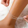 Fußkettchen Fußkette Fußschmuck Fußband Diamanten Silber Produktbild-Vorschau 2