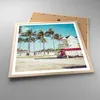 Gerahmtes Poster - Rahmen in heller Eiche - Strand Miami Produktbild-Vorschau 3