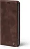 A brown flip case for a smartphone is shown against a white background. Produktbild-Vorschau