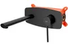 A black wall-mounted faucet with an orange mounting box. Produktbild-Vorschau