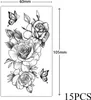 15 Blumen-Tattoo-Aufkleber, schwarze Tattoo-Aufkleber für Produktbild-Vorschau 4