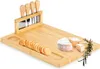 A bamboo cheese board set with cheese knives, crackers, and cheese pieces. Anteprima dell’immagine prodotto