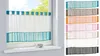 A window with a sheer curtain and a collage of different colored sheer curtains. Produktbild-Vorschau