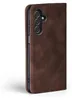 A close-up side view of a brown flip-style phone case for a Samsung Galaxy A15 / A15 5G. Produktbild-Vorschau